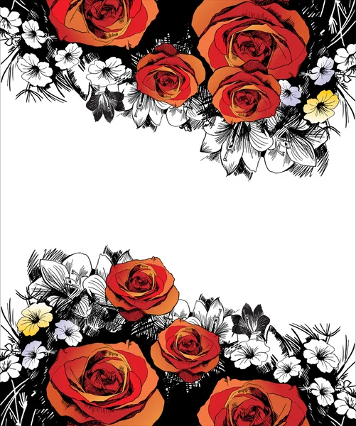 Grunge 的作文与玫瑰 — 图库矢量图片