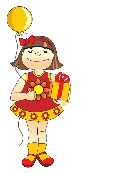 Забавная девушка с воздушным шаром — стоковый вектор