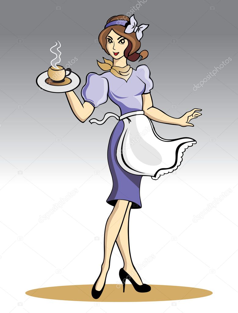 Waitress with cup of coffee