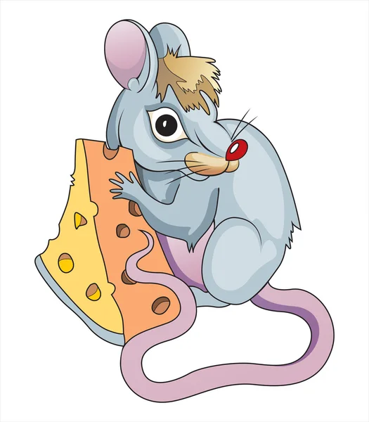 Rat with cheese — Stock Vector