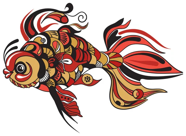Stilize elle çizilmiş balık — Stok Vektör