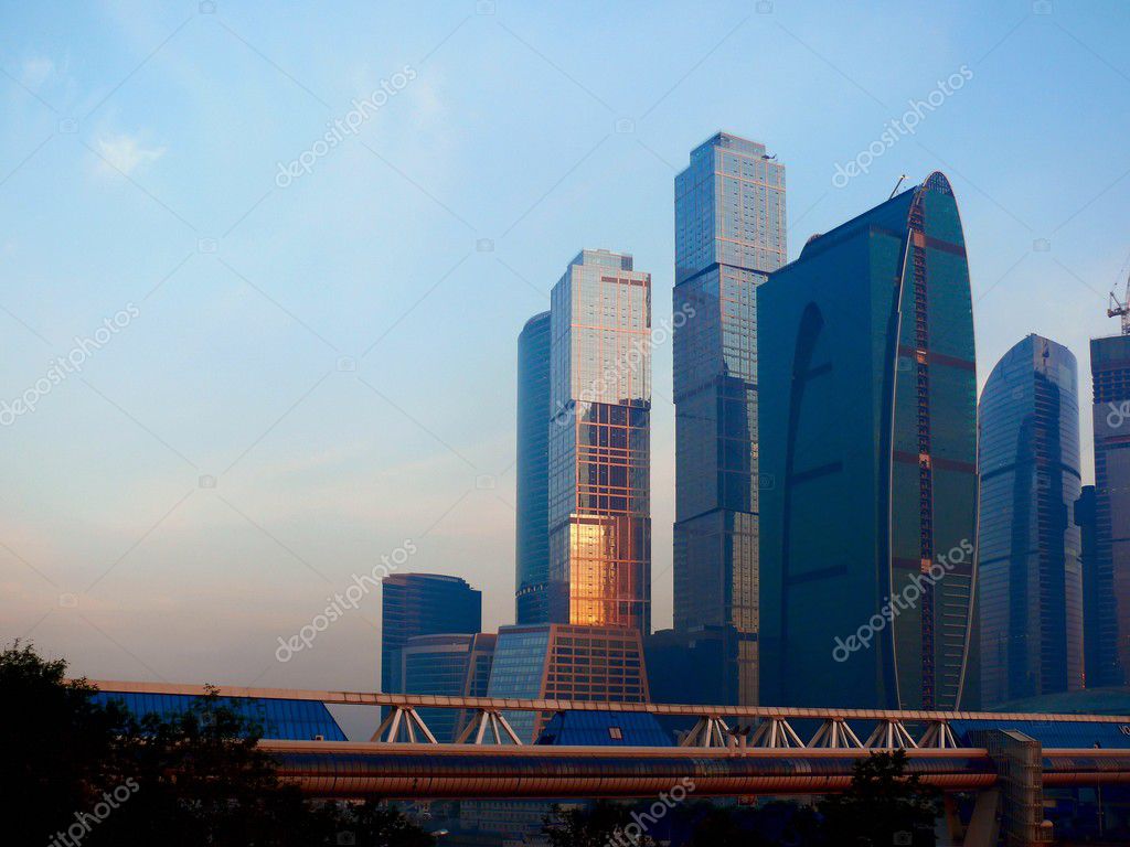 New buildings. Modern architecture. Sunrise. — Stock Photo © pali137