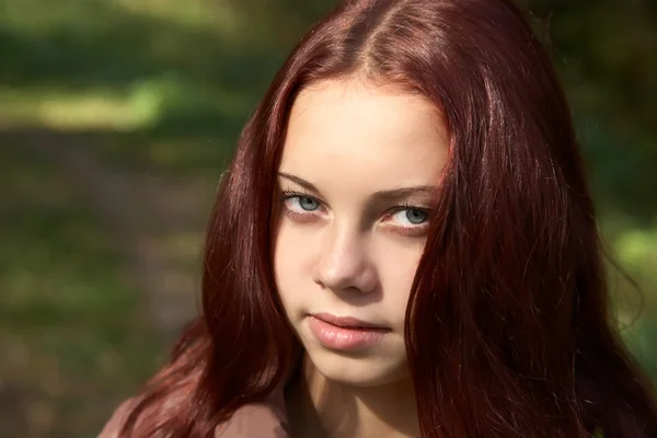 Portrait of the girl-teenager in the solar afternoon — Stock Photo, Image