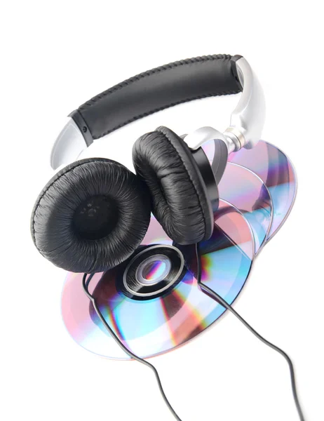 Headphone and compact discs — Stock Photo, Image