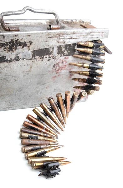 Machine-gun tape with cartridges of times Second World War — Stock Photo, Image