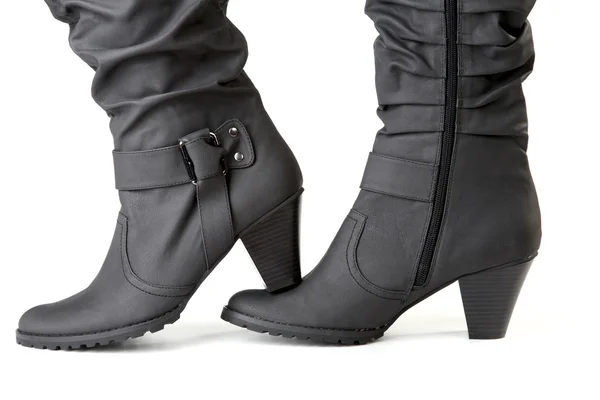 Two female black boots — Stock Photo, Image