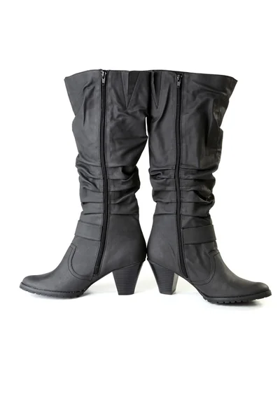 Dvě ženské černé boty — Stock fotografie