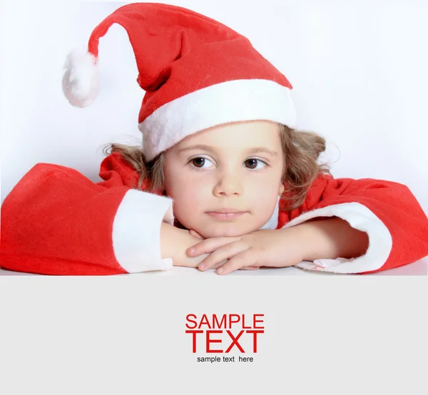 stock image Little girl in Santa's hat