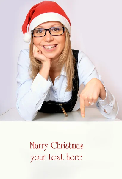 Weiblicher Weihnachtsmann — Stockfoto
