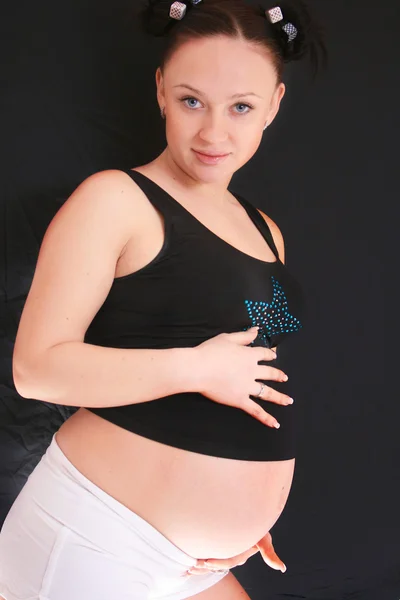 Όμορφη Έγκυο Γυναίκα Αναμένει Ένα Μωρό Αγόρι — Φωτογραφία Αρχείου