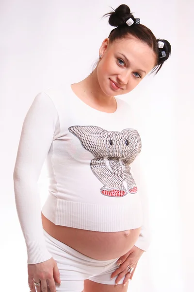 Krásná Těhotná Žena Čeká Chlapečka — Stock fotografie