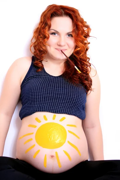幸せな妊娠中の女性 ロイヤリティフリーのストック画像