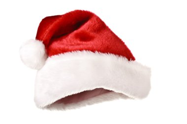 Noel Baba şapkası beyazda izole edilmiş.
