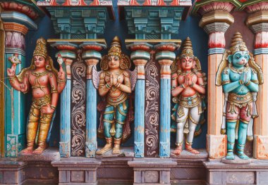 Sculptures on Hindu temple tower clipart