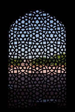 Marble carved screen window at Humayun's Tomb, Delhi clipart