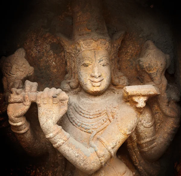 Krishna bas relief in Hindu temple. Sri Ranganathaswamy Temple. Tiruchirapp — Stock Photo, Image