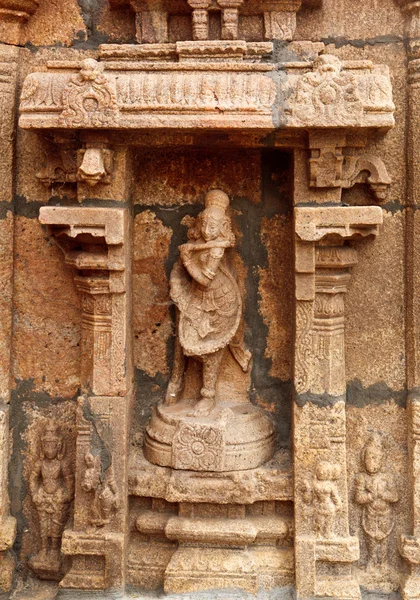 Bas relevos no templo hindu. Templo de Sri Ranganathaswamy. Tiruch. — Fotografia de Stock