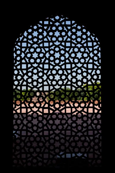 Marble carved screen window at Humayun's Tomb, Delhi — Stock Photo, Image
