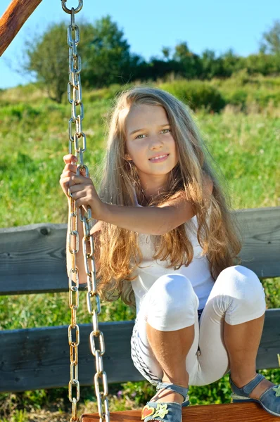 Eight years old girl — Stock Photo, Image