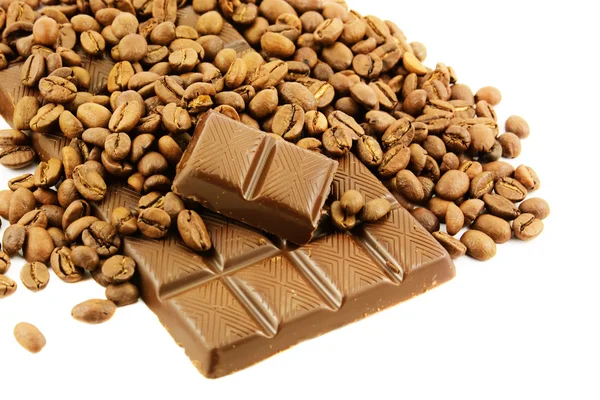 Chocolade bar en koffie — Stockfoto