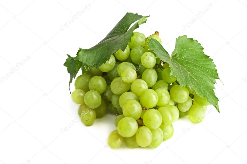 Cluster of fresh grape on the white