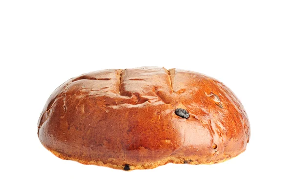 Taze Ekmek Üzerine Beyaz Izole Yuvarlak Biçim — Stok fotoğraf