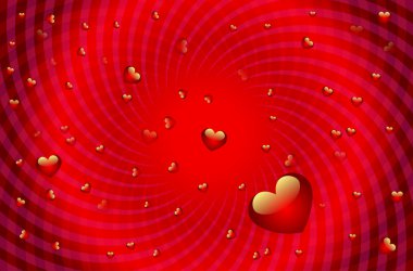 Valentines background with hearts and red swirls clipart