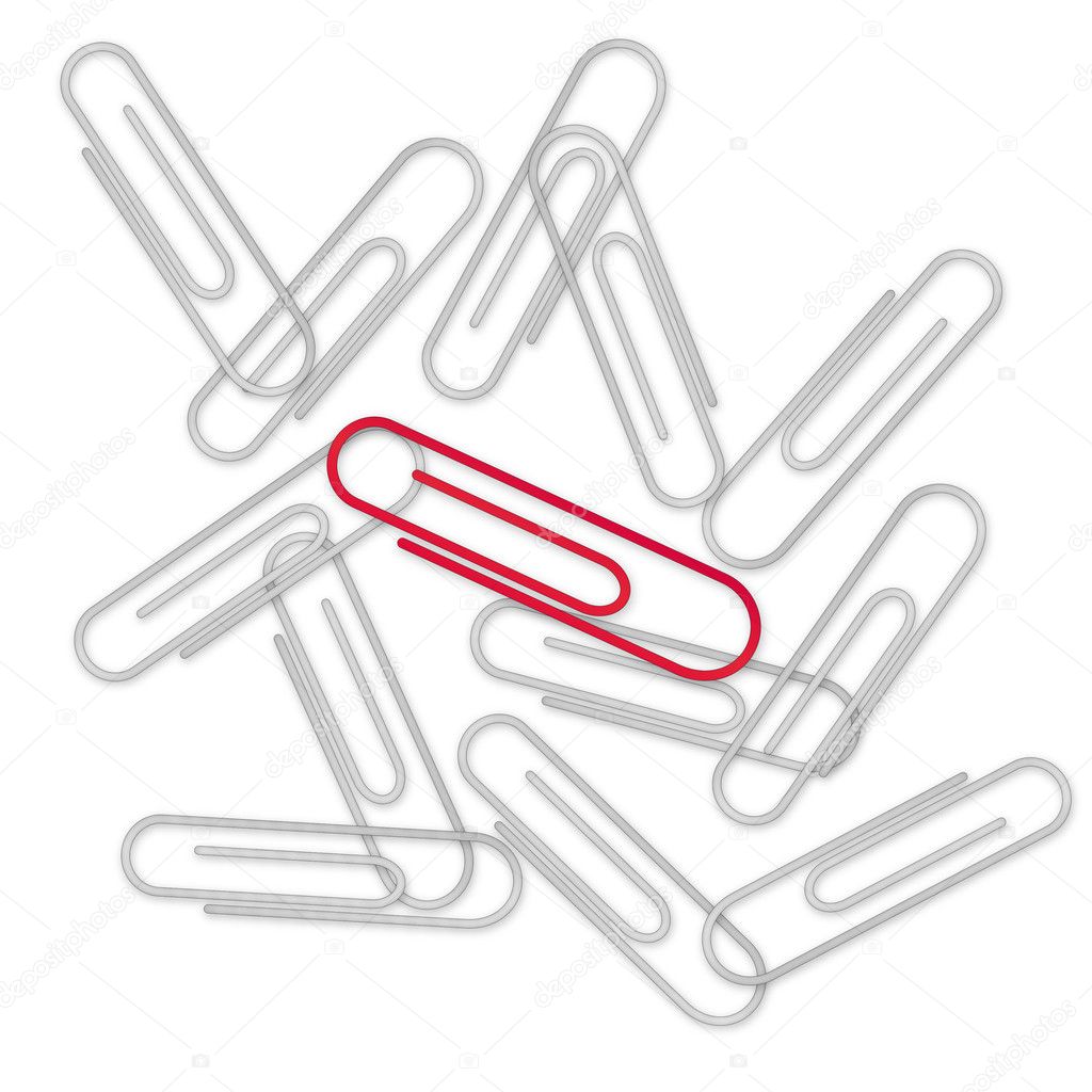 Paper clips isolated on the white background