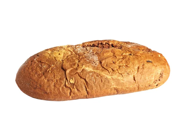 Beyaz Üzerine Tek Taze Çavdar Ekmeği — Stok fotoğraf
