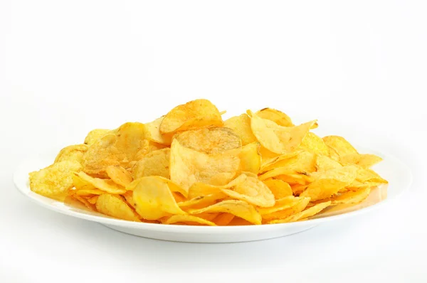 Golden fresh chips — Stock Photo, Image