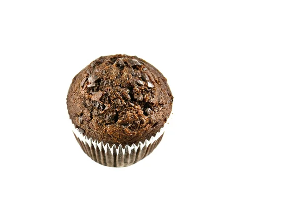 Čokoládový Muffin Izolovaných Bílém Pozadí — Stock fotografie