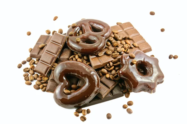 Barras y pasteles de chocolate — Foto de Stock