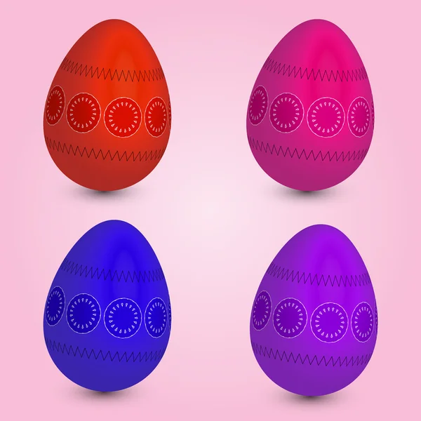 Conjunto de cuatro huevos de Pascua — Vector de stock