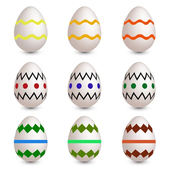 Набор из девяти пасхальных яиц — стоковый вектор