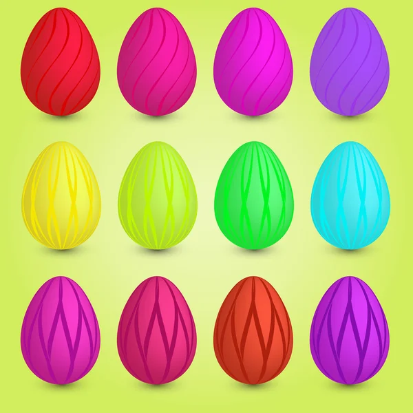 Set of twelve easter eggs — Stock Vector