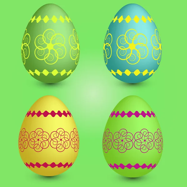 Set of four easter eggs — Stock Vector