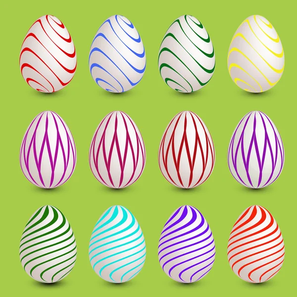 Set of twelve easter eggs — Stock Vector