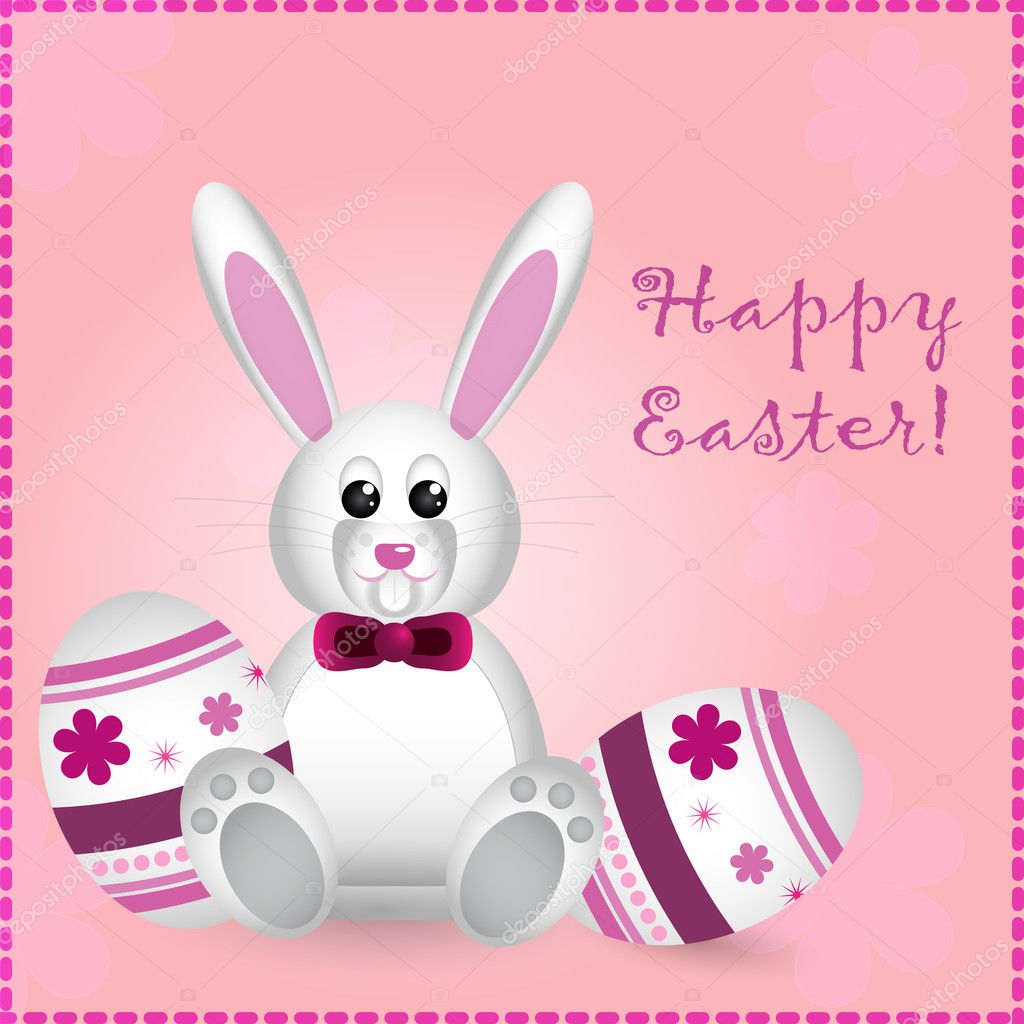Easter card with pretty rabbit and text