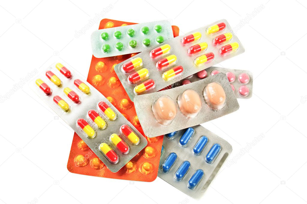 Multicolored medicine pills