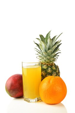 Fresh tropical fruits and juice clipart