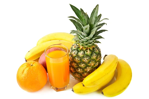 Frutas tropicales frescas y zumo — Foto de Stock