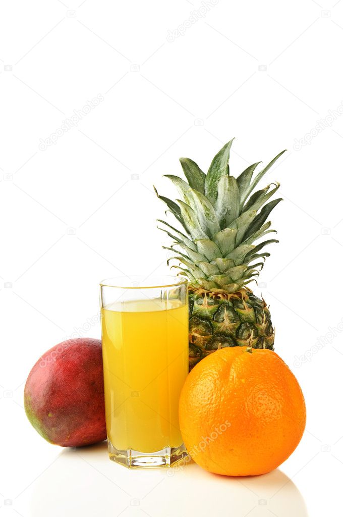 Fresh tropical fruits and juice