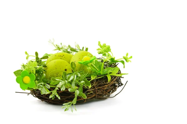 Decorative easter nest with eggs Royalty Free Stock Images
