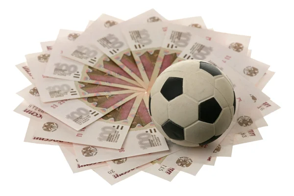 stock image Soccer ball and russian money