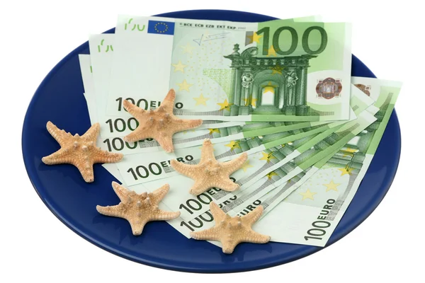 Euro and starfishes — Stock Photo, Image