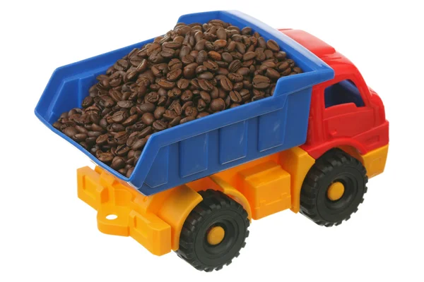 Coffee grains in the truck Stock Image