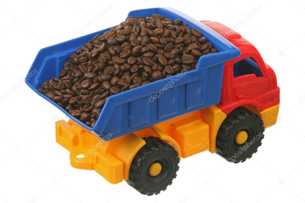 Coffee grains in the truck
