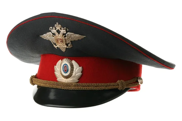 Peak-cap of the Russian militiaman — Stock Photo, Image
