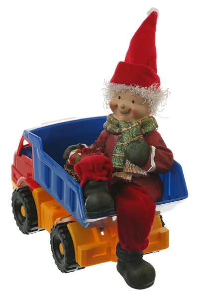 Santa claus in de truck — Stockfoto
