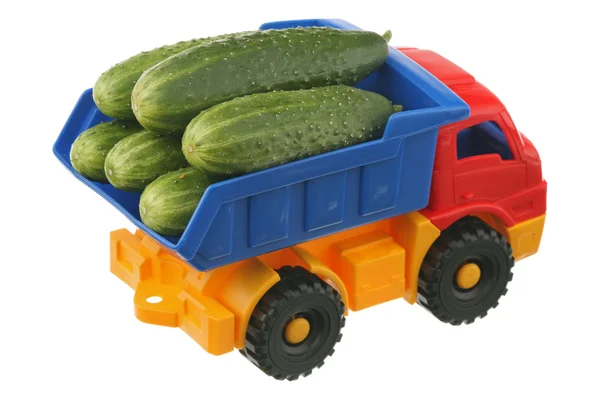 Fresh cucumbers in the truck — Stock Photo, Image